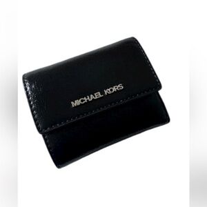 Michael Kors Jet Set Black Patent Compact Trifold Wallet